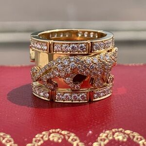 Cartier 18K Yellow Gold Mahango Diamond Panthere Ring